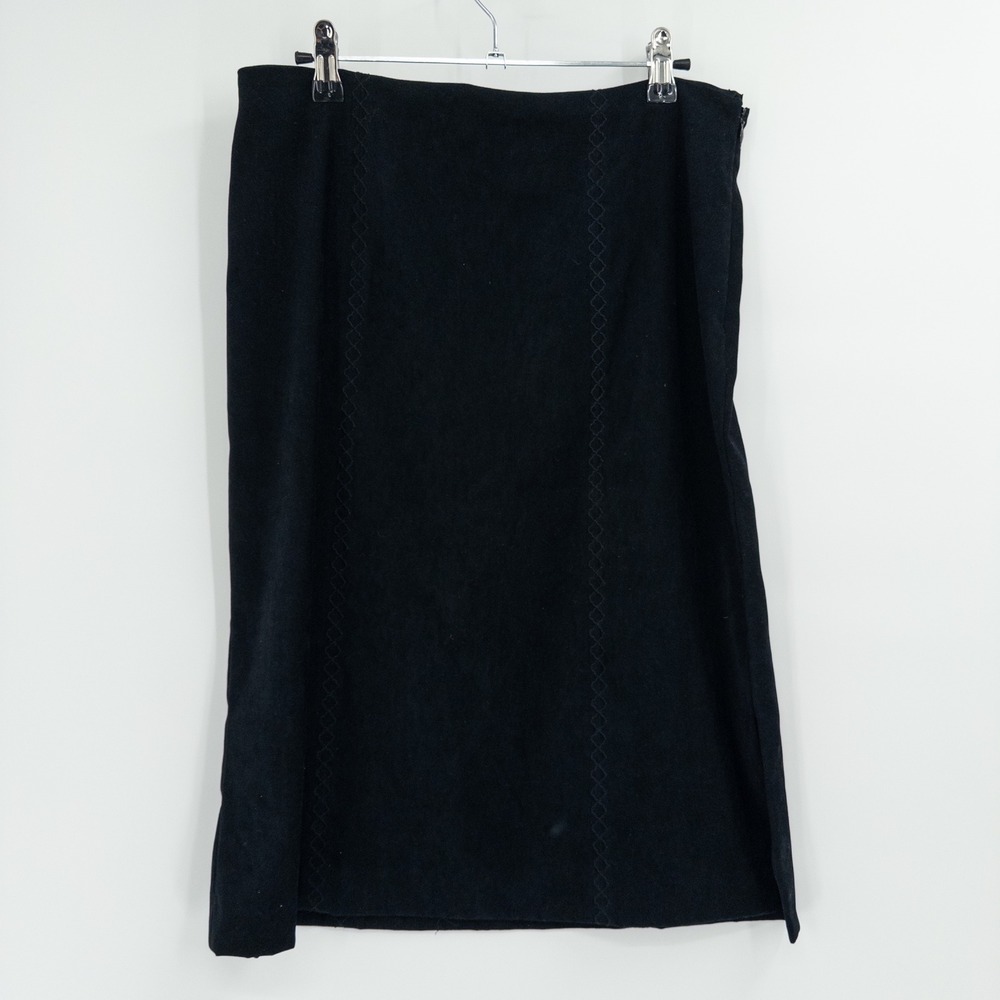 Talbots Midi Skirt Womens 8 Black Vintage Velvet Embroidered Goth Dark Academia‎